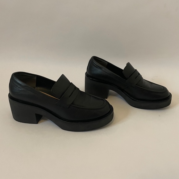 Stuart Weitzman Aiden Rise Platform Lug Sole Black Leather Loafers Women's 6 - Picture 2 of 9